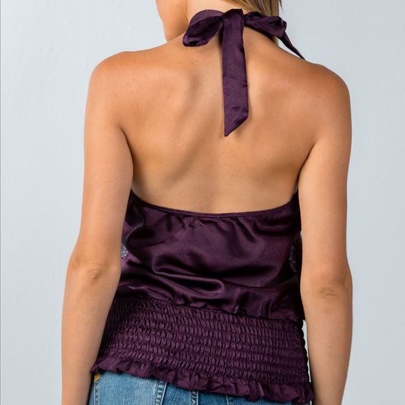 Purple Sequins Halter Neck Top⬇️⬇️⬇️ - Picture 2 of 3